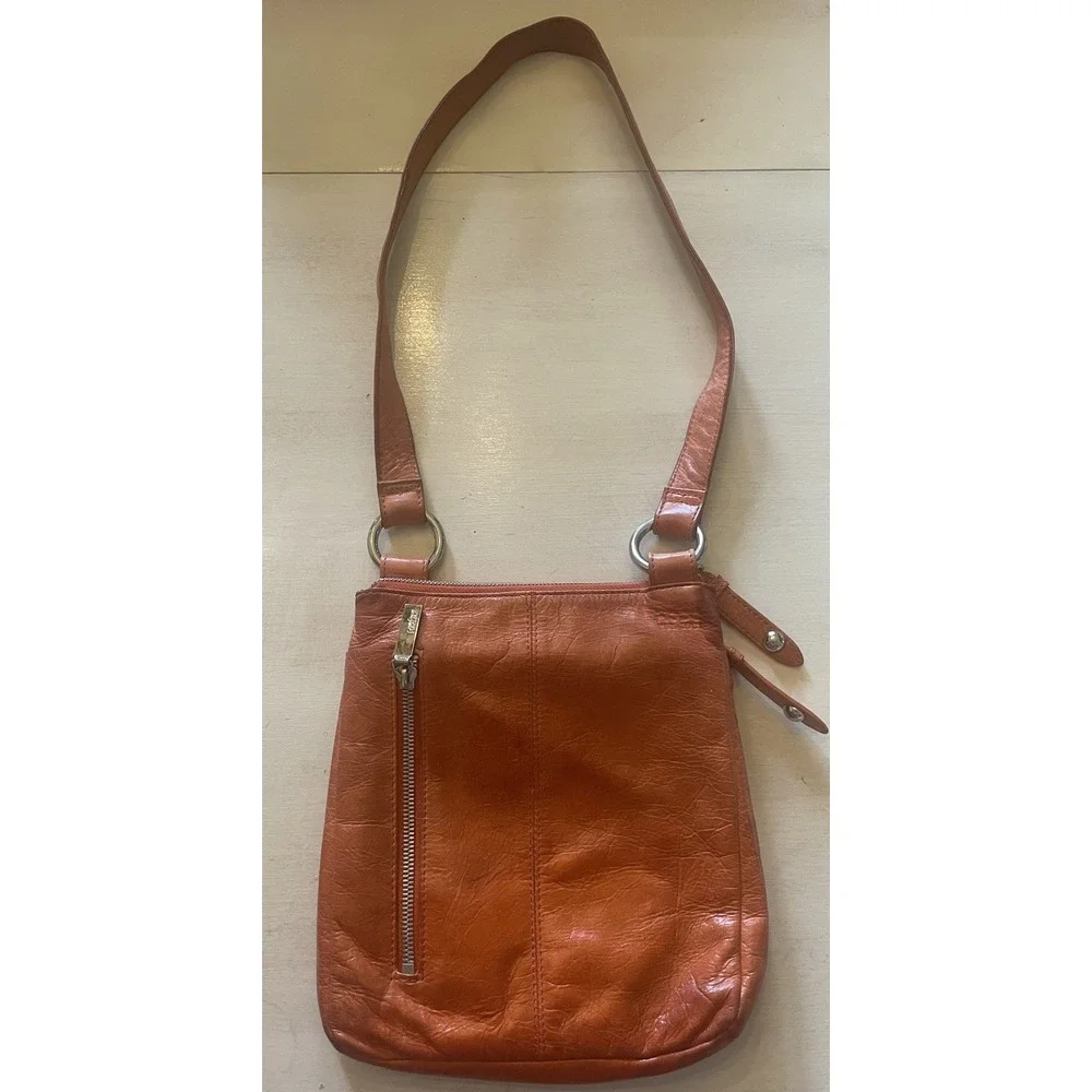 Hobo Brand Orange Leather Shoulder Bag Boho‎